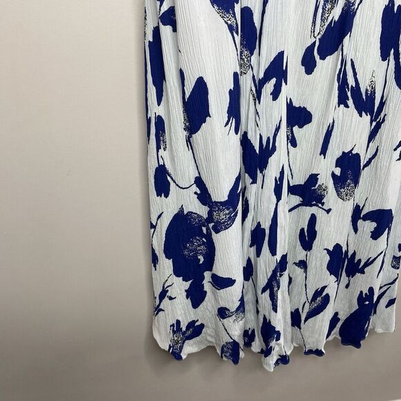 JASON WU Midi Dress Women 6 Blue Floral Tie Strap Blouson Pockets - Picture 10 of 12